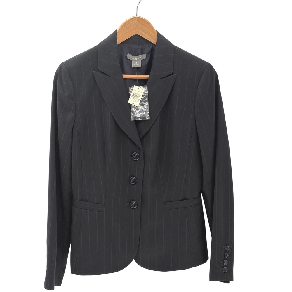 Ann‎ Taylor Blazer Striped Women Size 8 Navy Blue New